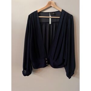 Wilster Women's‎ Sheer Blue Top With Gold Buttons, Size Medium